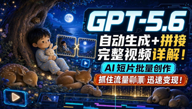 GPT-5.6自动生成＋拼接完整视频详解，AI短片批量创作，抓住流量迅速变现！-洛柒笔记