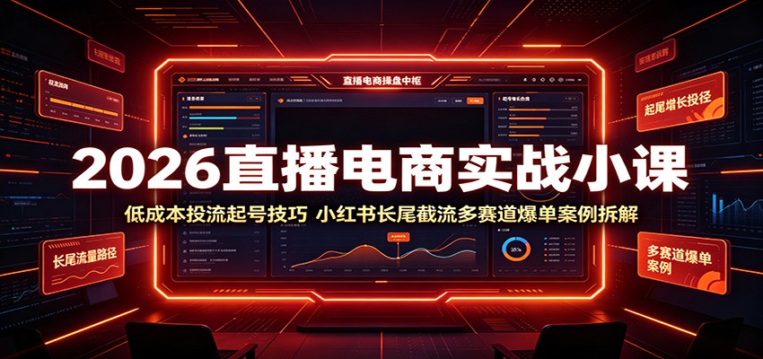 2026直播电商实战小课：低成本投流起号技巧，小红书长尾截流多赛道爆单案例拆解-洛柒笔记