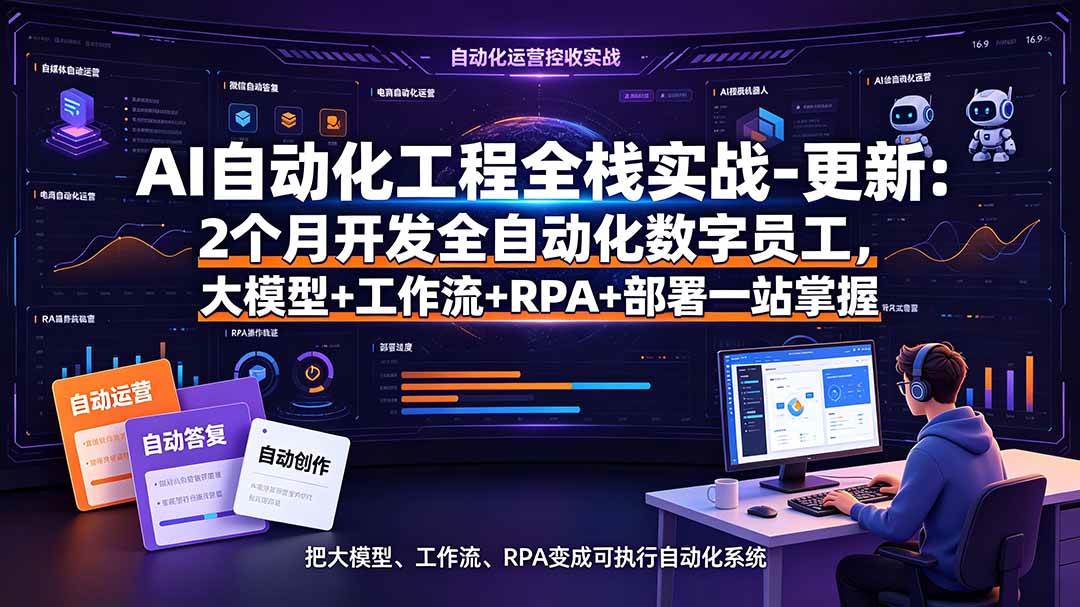 （19279期）AI自动化工程全栈实战-更新：2个月开发全自动化数字员工，大模型+工作流+RPA+部署一站式掌握-洛柒笔记