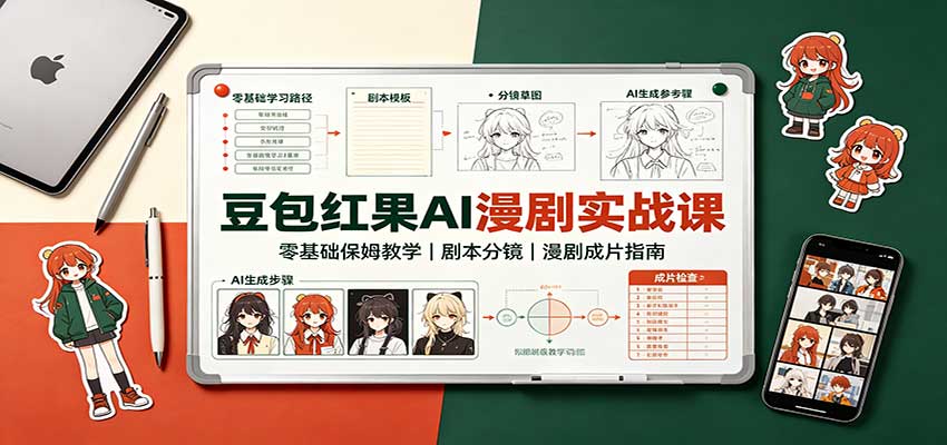 豆包红果AI漫剧实战课：零基础保姆教学，剧本分镜，漫剧成片指南-洛柒笔记