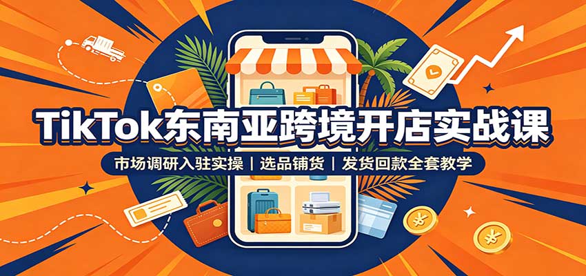 TikTok东南亚跨境开店实战课：市场调研入驻实操，选品铺货，发货回款全套教学-洛柒笔记