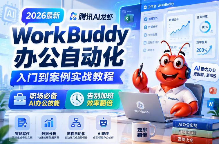 2026最新腾讯AI龙虾WorkBuddy办公自动化入门到案例实战教程，职场必备AI办公技能，告别加班，效率翻倍-洛柒笔记