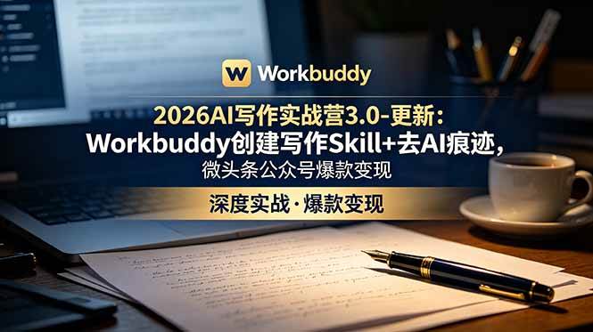 （18995期）2026AI写作实战营3.0-更新：Workbuddy创建写作Skill+去AI痕迹，微头条公众号爆款变现-洛柒笔记