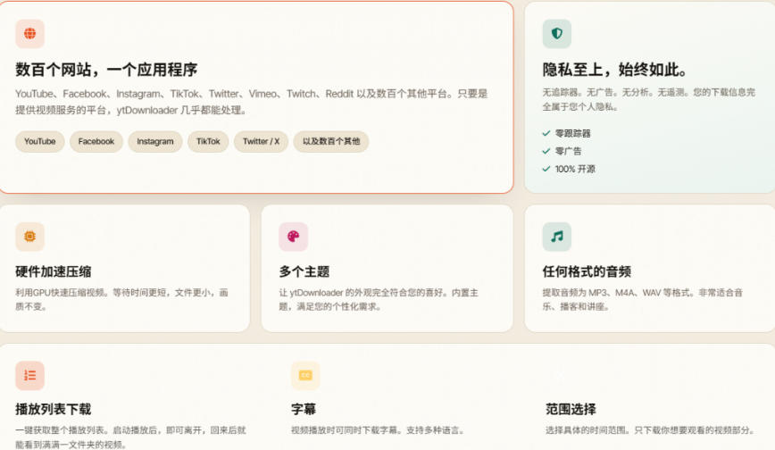 YouTube、B站超100+平台视频免费下载，超级好用，多平台免费开源热门视频下载器ytDownloader-洛柒笔记