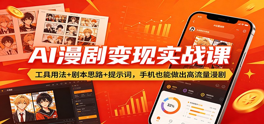 AI漫剧变现实战课：工具用法+剧本思路+提示词，手机也能做出高流量漫剧-洛柒笔记
