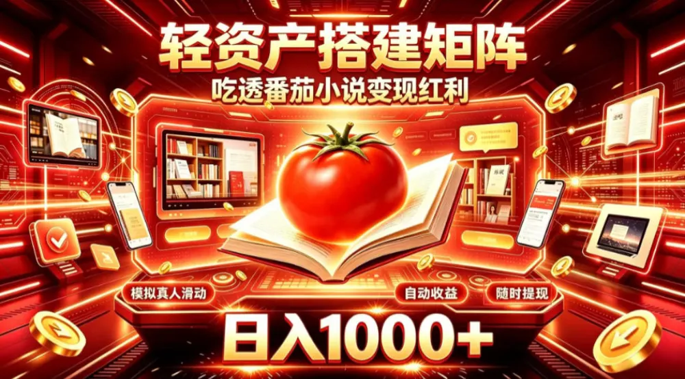 轻资产搭建矩阵，吃透番茄小说变现红利，日入1000+，支持无限矩阵放大-洛柒笔记