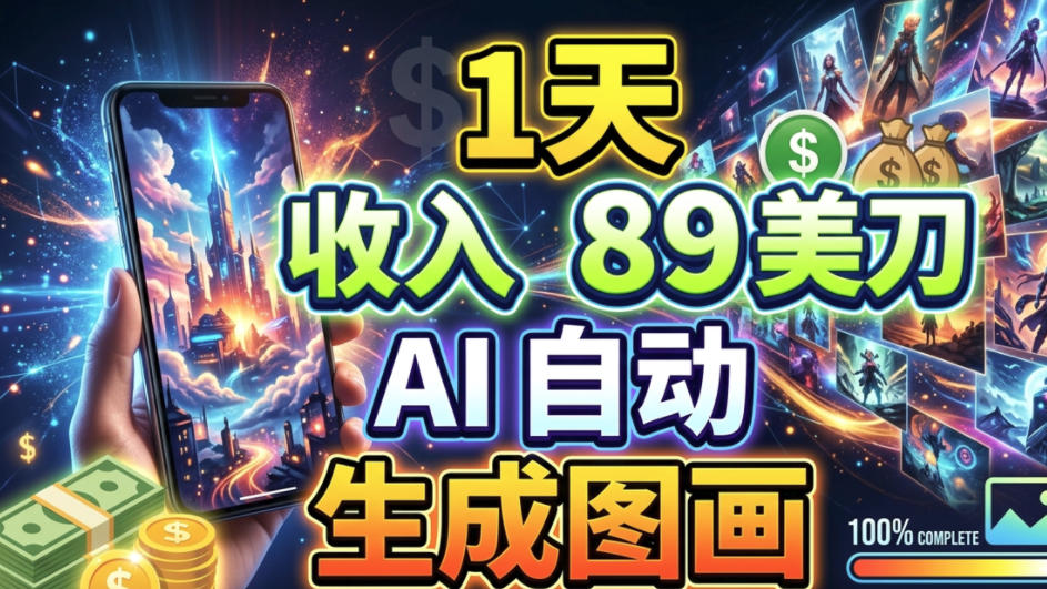 AI自动生成图画，1天收入89美刀，懒人的美金项目-洛柒笔记