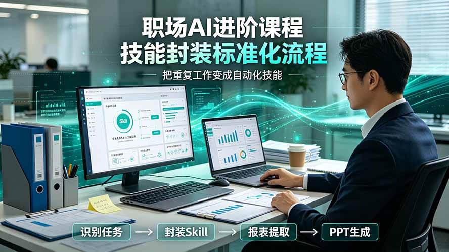 （19369期）职场AI进阶课程；多类实用Skill工具实操，专属技能封装标准化流程，报表行业报告一键提取核心内容-洛柒笔记