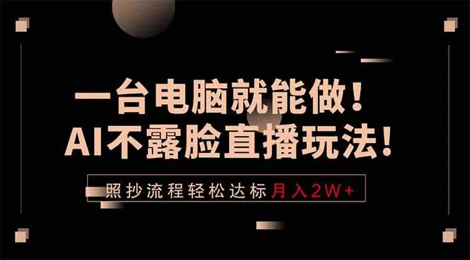 一台电脑就能做！AI不露脸直播玩法，照抄流程轻松达标月入2W+-洛柒笔记