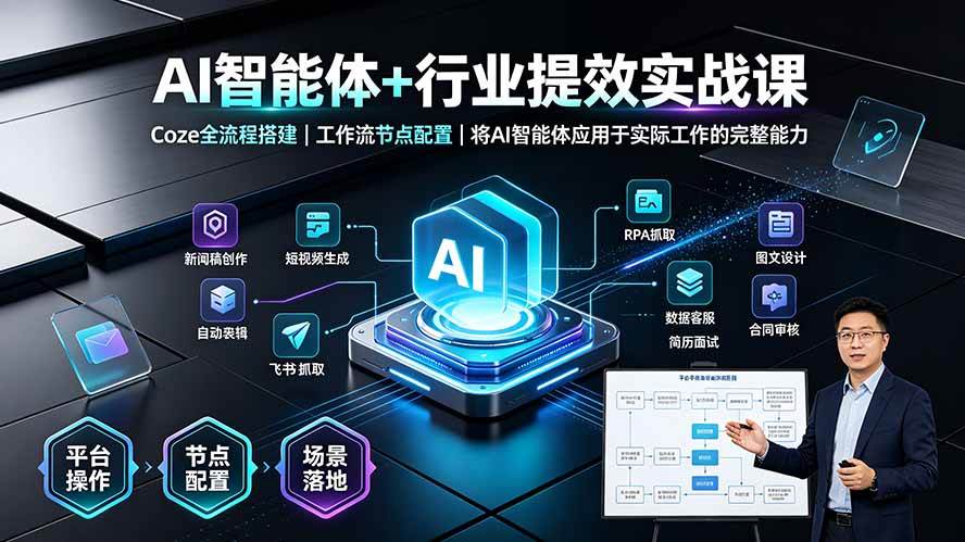 （19281期）AI智能体+行业提效实战课·Coze全流程搭建｜工作流节点配置｜将AI智能体应用于实际工作的完整能力-洛柒笔记
