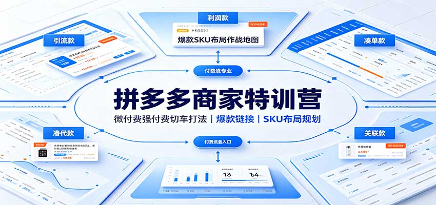 拼多多商家特训营：微付费强付费切车打法，爆款链接，SKU布局规划-洛柒笔记