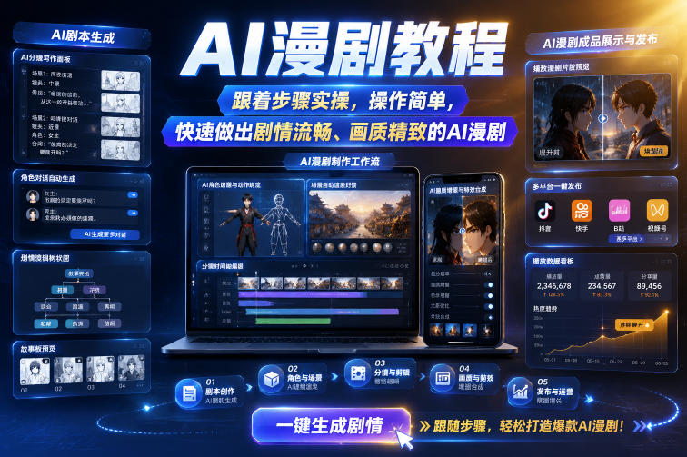 AI漫剧教程，跟着步骤实操，操作简单，快速做出剧情流畅、画质精致的AI漫剧-洛柒笔记