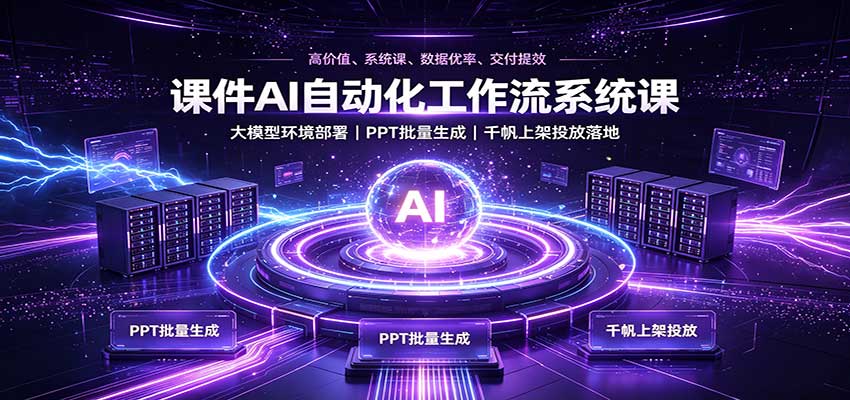 课件AI自动化工作流系统课：大模型环境部署，PPT批量生成，千帆上架投放落地-洛柒笔记