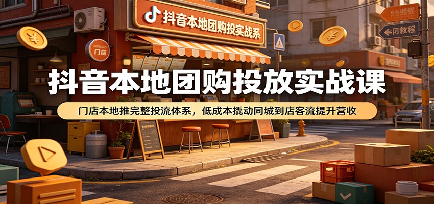 抖音本地团购投放实战课：门店本地推完整投流体系，低成本撬动同城到店客流提升营收-洛柒笔记