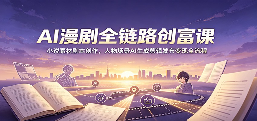 AI漫剧全链路创富课：小说素材剧本创作，人物场景AI生成剪辑发布变现全流程-洛柒笔记
