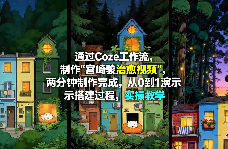通过Coze工作流制作《宫崎骏治愈视频》，两分钟制作完成，从0到1演示搭建过程，实操教学-洛柒笔记