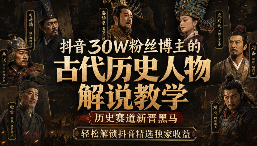 抖音30W粉丝博主的古代历史人物解说教学，历史赛道新晋黑马，轻松解锁抖音精选独家收益-洛柒笔记