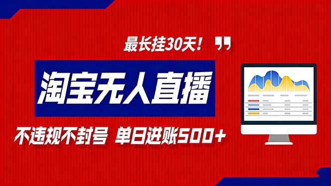 （16866期）2026淘宝无人直播带货，不违规不封号，每日收益500+，最长挂30 天！-洛柒笔记