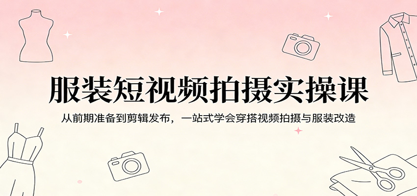 服装短视频拍摄实操课：从前期准备到剪辑发布，一站式学会穿搭视频拍摄与服装改造-洛柒笔记