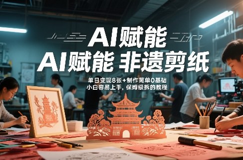 AI赋能非遗剪纸，地标性建筑爆款视频，单日变现8张+制作简单0基础，小白容易上手，保姆级拆解教程-洛柒笔记