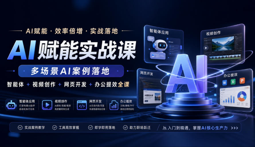 AI赋能实战课，多场景AI案例落地，智能体+视频创作+网页开发+办公提效全课-洛柒笔记