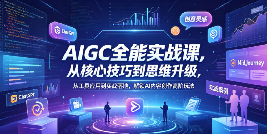 AIGC全能实战课，从核心技巧到思维升级，从工具应用到实战落地，解锁AI内容创作高阶玩法-洛柒笔记