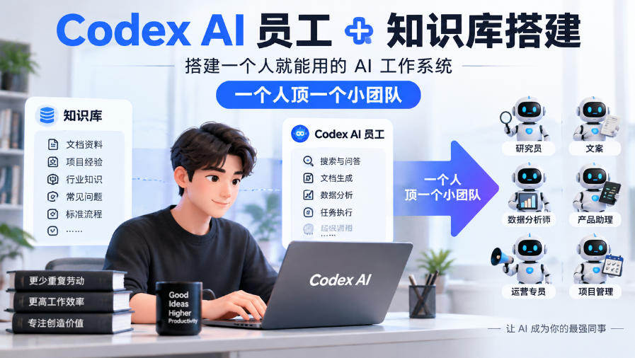 Codex AI员工+知识库搭建，搭建一个人就能用的AI工作系统，一个人顶一个小团队-洛柒笔记