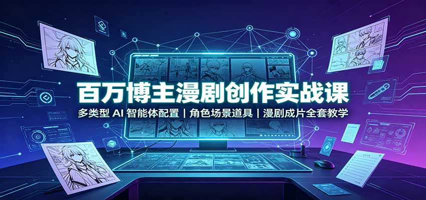 百万博主漫剧创作实战课：多类型AI智能体配置，角色场景道具，漫剧成片全套教学-洛柒笔记
