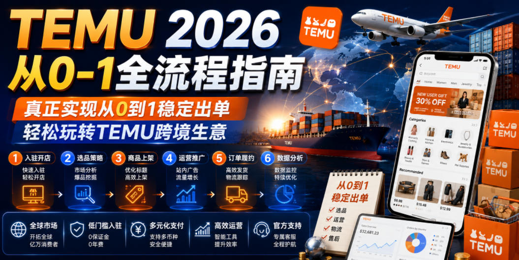 TEMU 2026从0-1全流程指南，真正实现从0到1稳定出单，轻松玩转TEMU跨境生意-洛柒笔记