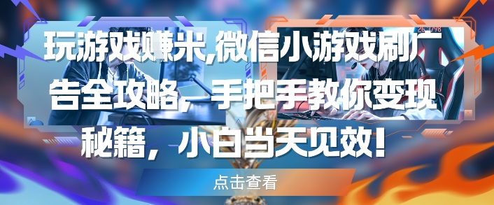 玩游戏挣米，微信小游戏刷广告全攻略，手把手教你变现秘籍，小白当天见效-洛柒笔记