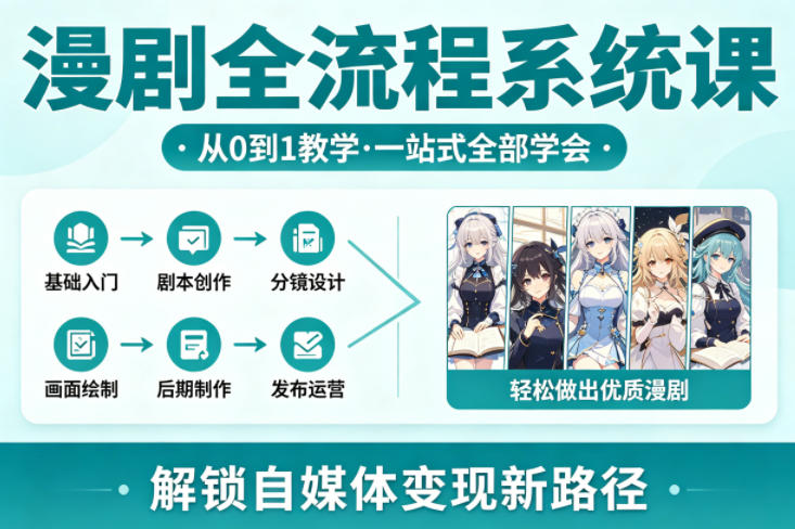 漫剧全流程系统课，从0到1教学，一站式全部学会，轻松做出优质漫剧，解锁自媒体变现新路径-洛柒笔记