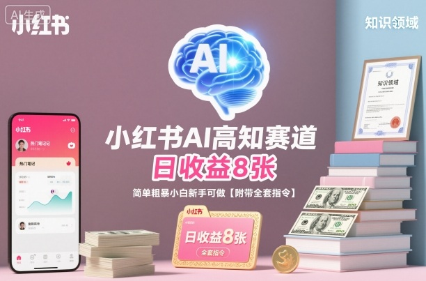 小红书AI高知赛道，日收益8张，简单粗暴小白新手可做【附带全套指令】-洛柒笔记