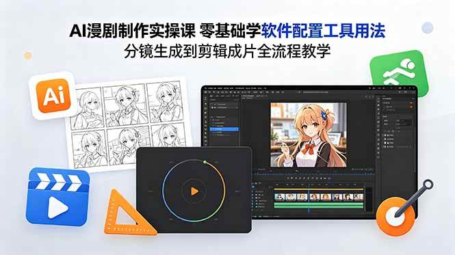 （18605期）AI漫剧制作实操课 零基础学软件配置工具用法 分镜生成到剪辑成片全流程教学-洛柒笔记