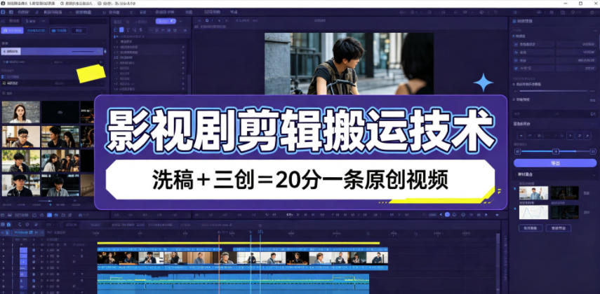影视剧剪辑搬运技术，洗稿+三创=20分一条原创视频-洛柒笔记