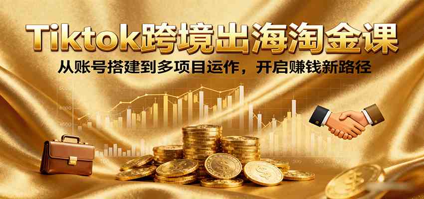 Tiktok跨境出海淘金课，从账号搭建到多项目运作，开启赚钱新路径-洛柒笔记