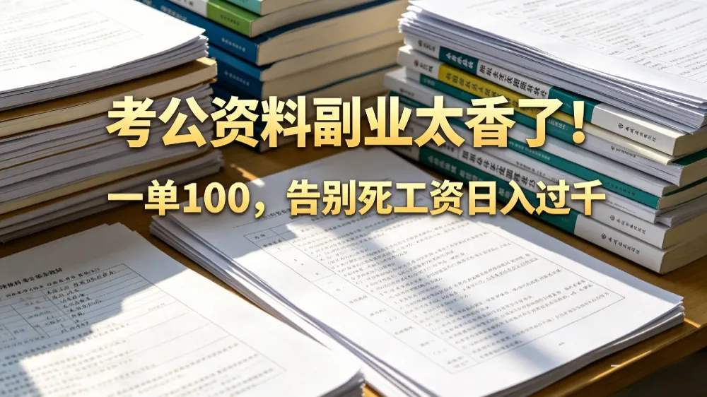 告别死工资，考公资料副业太香了！小红书1单100-洛柒笔记