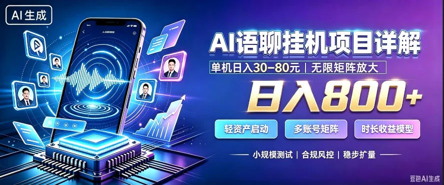 AI聊天挂G项目，日入800+，适用个人副业，支持工作室矩阵操作，放大收益-洛柒笔记