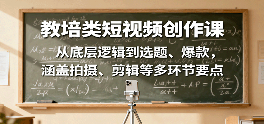 教培类短视频创作课：从底层逻辑到选题、爆款，涵盖拍摄、剪辑等多环节要点-洛柒笔记