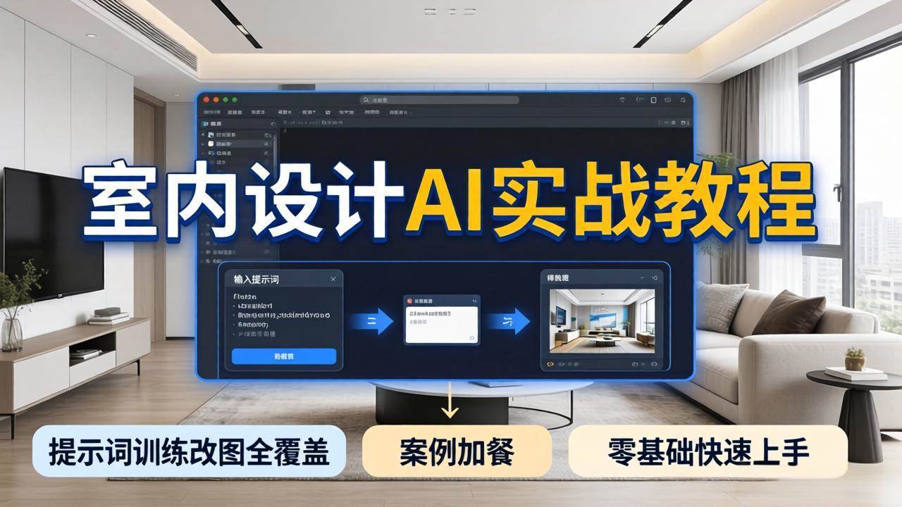 （18216期）2026室内设计AI实战教程，提示词训练改图全覆盖，搭配案例加餐，零基础也能快速上手-洛柒笔记