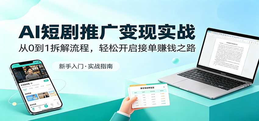 AI短剧推广变现实战：从0到1拆解流程，轻松开启接单赚钱之路-洛柒笔记