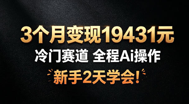 3个月变现19431，冷门赛道，全程Ai操作，新手2天学会！【揭秘】-洛柒笔记