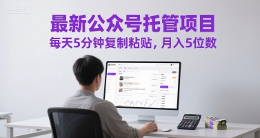 最新公众号托管项目，每天5分钟复制粘贴，月入5位数【揭秘】-洛柒笔记