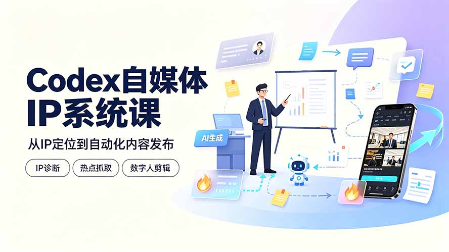 Codex自媒体IP系统课：IP诊断/热点抓取/IP蒸馏 Skill，爆款复刻数字人多平台自动发布教程-洛柒笔记