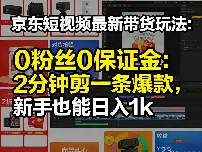 京东短视频最新带货玩法，0粉丝0保证金，2分钟剪一条爆款，新手也能日入1k+【揭秘】-洛柒笔记