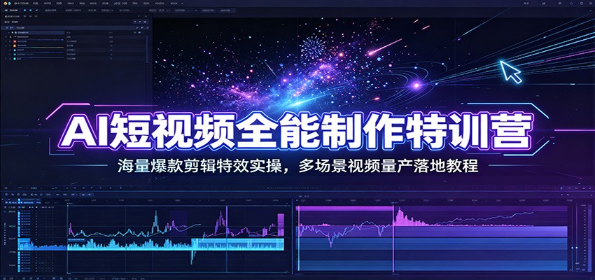 AI短视频全能制作特训营：海量爆款剪辑特效实操，多场景视频量产落地教程-洛柒笔记