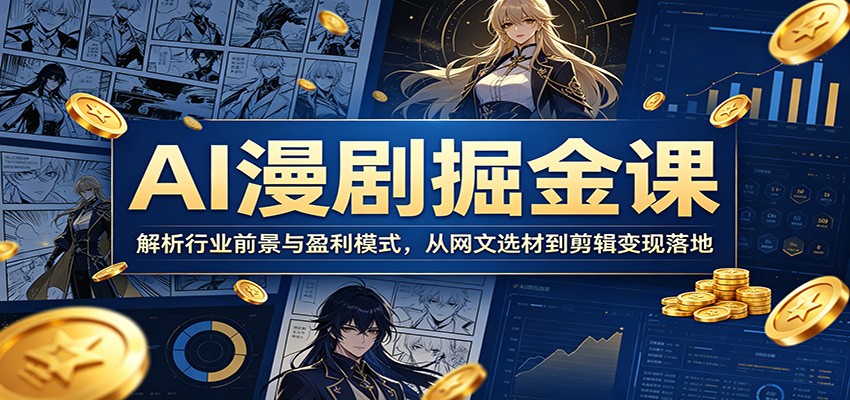 AI漫剧掘金课：解析行业前景与盈利模式，从网文选材到剪辑变现落地-洛柒笔记