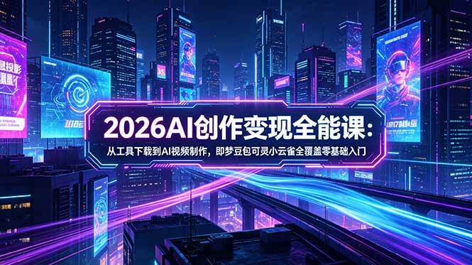 （18553期）2026AI创作变现全能课-更新5月：从工具下载到AI视频制作，即梦豆包可灵小云雀全覆盖零基础入门-洛柒笔记