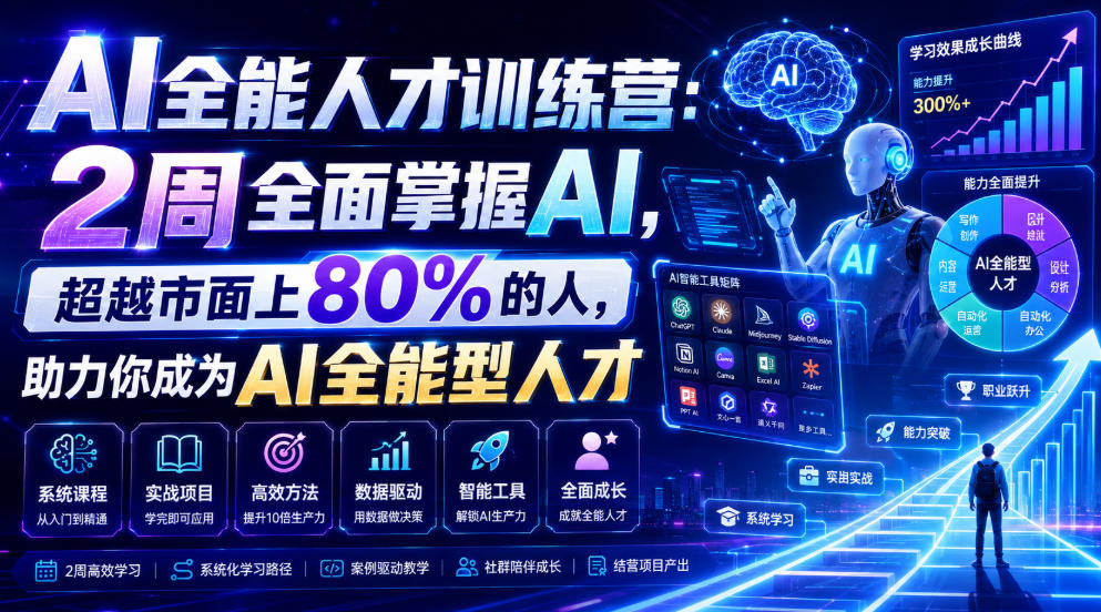 AI全能人才训练营：2周全面掌握AI，超越市面上80%的人，助力你成为AI全能型人才-洛柒笔记