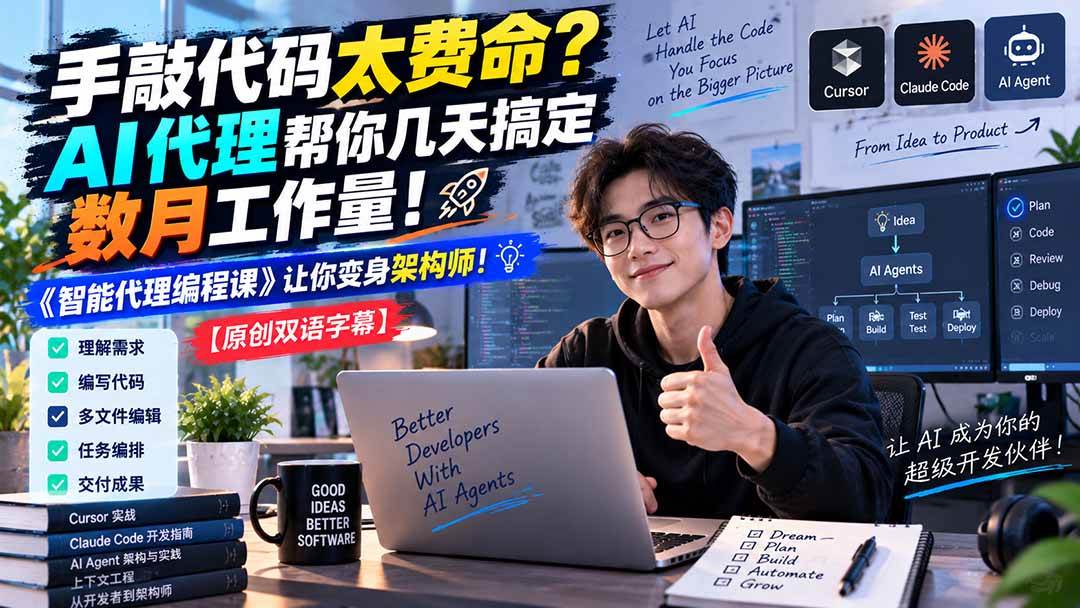 （20286期）手敲代码太费命？AI 代理帮你几天搞定数月工作量！《智能代理编程课》让你变身架构师-洛柒笔记