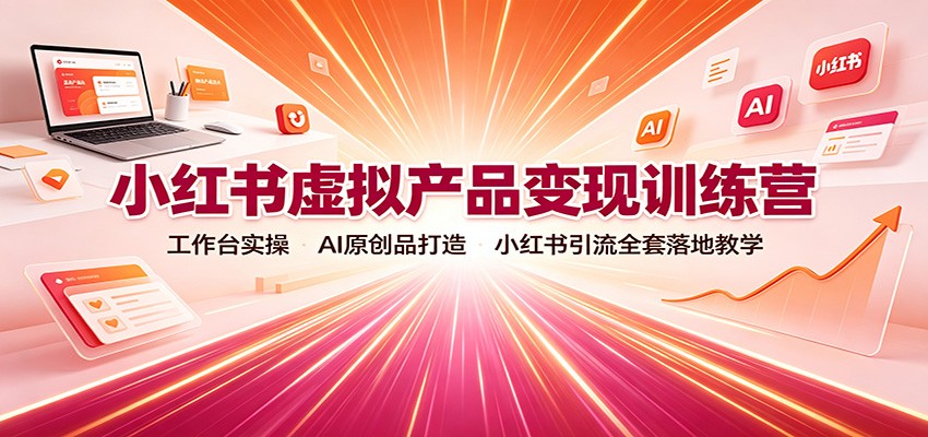 小红书虚拟产品变现训练营：工作台实操，AI原创品打造，小红书引流全套落地教学-洛柒笔记